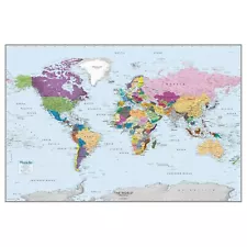 Colorful World Political Wall Map | 36x24 Large World Map | Detailed Current ...