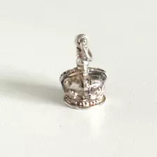 Vintage 925 Sterling Silver King Queen Royal Crown Charm Pendant