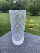 Tiffany & Co Woven Cylinder Basketweave Crystal Vase 8” Made In Germany