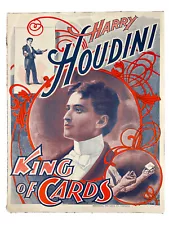 Decorative 24" x 20" Houdini King of Cards Vintage Magic Poster Wall Art