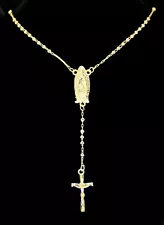 Rosary Necklace 14k Gold Plated Men Women Religious 24" Men Women Chain