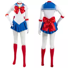 Sailor Moon Cosplay anime costume dress red blue large w wig