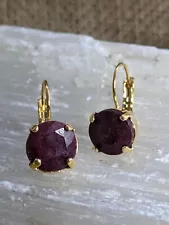 Genuine Rough Cut Pigeon Blood Ruby Approx 5 Carats Drop Down Earrings