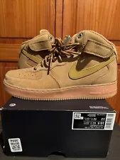 Size 10.5 - Nike Air Force 1 '07 Mid Flax WORN ONCE LIGHTLY Open Top Box