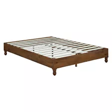 MUSEHOMEINC 12" Solid Pine Wood Platform Bed Frame with Wooden Slats,Queen(Used)