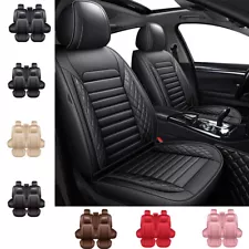 Universal Deluxe PU Leather 5-Seats Car Seat Cover Front Rear Cushion Full Set