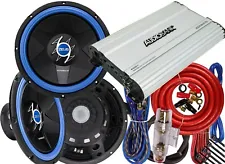 2x Hifonics 1600W 12 Inch Subwoofer + Audiobank 3000W Class D Amplifier + Kit