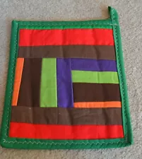 Gee's Bend Outsider Folk Art QUILTED POTHOLDER AFRICAN AMERICAN SIGNED