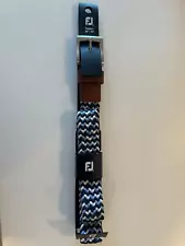 FootJoy Braided Woven Stretch Golf Belt - NWT - Sz Reg - Navy/White/Powder Blue