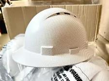 CLASS C Vented HDPE Full Brim Hard Hat White Carbon Fiber Dipped