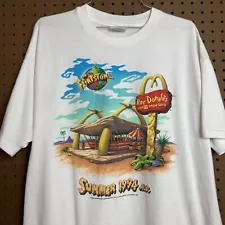 Vintage Flintstones Shirt Men XL 90s White McDonalds Movie TV 1994 Promo USA