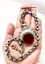 Antique 1897 Victorian Bloodstone + Carnelian Silver WatchFob/Pendant Birmingham