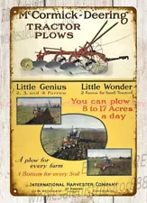 1930s McCormick-Deering tractor plows farm equipment IHC metal tin sign