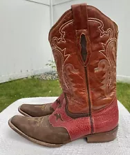 DENVER COWBOY BOOTS RED BROWN LEATHER MEN'S SIZE 9.5 HANDMADE IN MEXICO NICE!