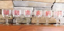 VINTAGE 1970's SET of 6 BUDWEISER BEER THUMBPRINT GOBLET PEDESTAL GLASSES