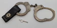 Vtg New Police Made in Italy Handcuffs w/ Key and JayPee Leather Holder