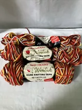 Red Heart "WINTUK" Knitting Worsted Type Yarn - Fiesta - 3 Partial Skeins 8oz