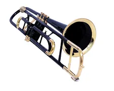 WEEKEND SALE BLACK BRASS FINISH Bb VALVE TROMBONE FREE HARD CASE+M/P