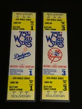 2 LOT NEW YORK YANKEES DODGERS SOUVENIR TICKETS GAME 1+3 1978 WORLD SERIES