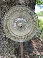 Glass Garden Flower Gold & White Repurposed Suncatcher Yard Art