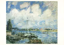 Boats on Seine, Alfred Sisley Painting, Courtauld Collection, Vintage Postcard