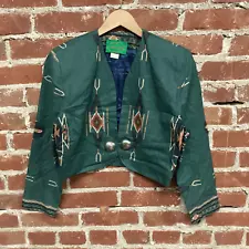 Vintage WRAPS Collection Green Tapestry Jacket Small Made In Texas T28