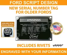 SERIAL NUMBER ID TAG DATA PLATE VINTAGE SCRIPT DESIGN CUSTOM ENGRAVED USA (For: 1975 Ford Courier)