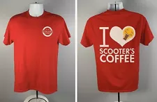 I Love Scooters Coffee T Shirt Mens Medium Heart Smiley Face Logo 50/50 Red