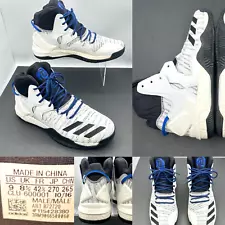 ADIDAS D ROSE 7 Primeknit Mens Sneakers Sz 9 White Blue Basketball Shoes B72720