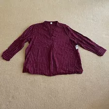 Women's Old Navy Maroon Striped Shirt Size XL New With Tags