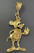 SALE VINTAGE YELLOW GOLD PlATED MICKEY MOUSE PENDANT 2" CUSTOM MADEðºðº