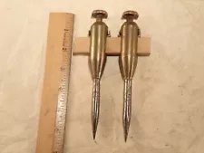 Vintage Cylindrical 'Bullet-Shaped' Brass Trammel Points, 6.25" Tall