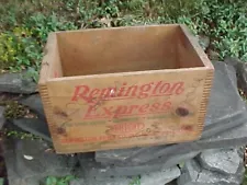 Vintage REMINGTON EXPRESS Wood SHOTGUN SHELL Advertising BOX Empty