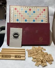 Vintage Scrabble Board Game Selchow And Righter 100 Wood Tiles + 4 Racks