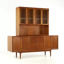 Kipp Stewart for Drexel Declaration Mid Century Walnut Buffet with Hutch