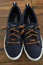 Sperry Top Sider Women's Navy blue Canvas Boat Shoes Size 9M WORE TWICE