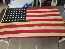 Vintage WW1 & WW2 Era 48 Star US American Flag 65" X 42" Unmarked As Is