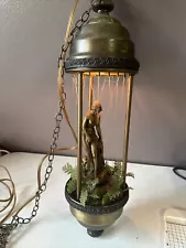 Greek Goddess Vintage Hanging Bronze Rain Oil Lamp