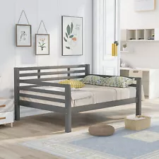 Wooden Full Size Daybed with Clean Lines, Gray