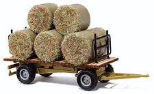 HO Busch 44930 Hay Wagon / Trailer with Hay Load for Farm / Field Dioramas