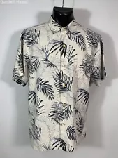 TOMMY BAHAMA White/Palm Leaves Button Silk Aloha Shirt Men - Size M