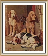 Original 1929 Old Lithograph JOHN NOBLE Art Print READY FOR WORK Hunting Dogs