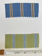 Vintage Fabric Swatch Shop: shirting stripe duo classic blue green pair 1940SALE