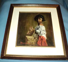 Oil Painting THE STREET WAIF By FORTUNATO JERVOSO (1933-2006) Philippine Artist