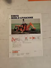 Vintage 1978 Kubota B-670 Backhoe Sales Brochure 2 Page