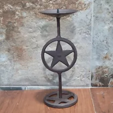 Metal Candle Holder Wrought Cast Iron Texas Star Western Rustic Upright