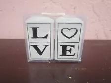 LOVE Marked Square shape Salt and Pepper Shakers For Sale!!!