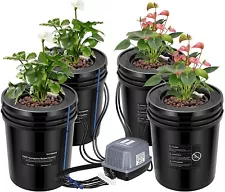 4 Bucket 5 Gal DWC Hydroponics Grow System w/ Top Drip Kit