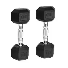 Dumbbell, 5/8/10/12/15lb Coated Rubber Hex Dumbbell, Pair (2Pcs Dumbbells) US