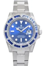 Rolex Submariner Date Steel Blue Dial Diamond & Sapphire Watch + Papers 116610